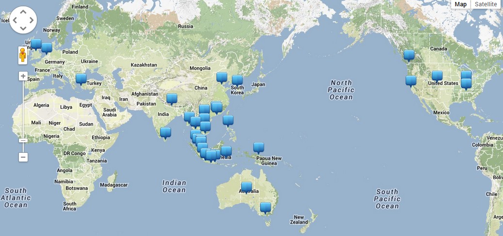 A map of our customer locations